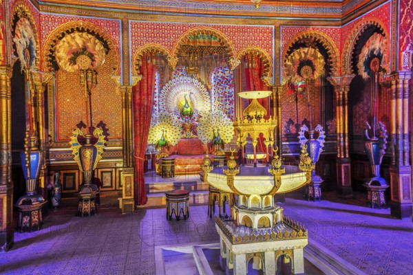 Interior of the Moorish Kiosk in the park of Linderhof Palace, Ettal, Ammertal, Upper Bavaria, Bavaria, Germany, UNESCO World Heritage Site