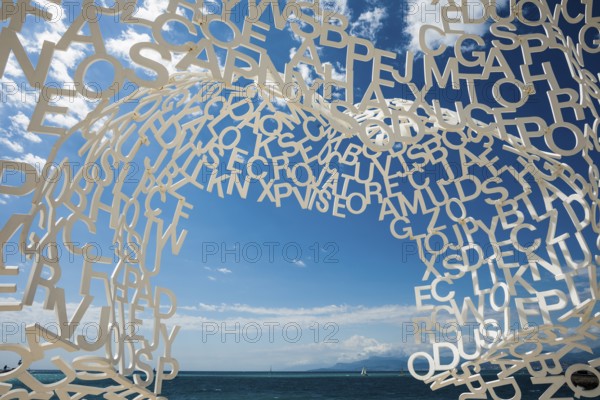 Sculpture made of letters, Le Nomade, artist Jaume Plensa, Antibes, Provence Alpes Côte d'Azur, South of France, France