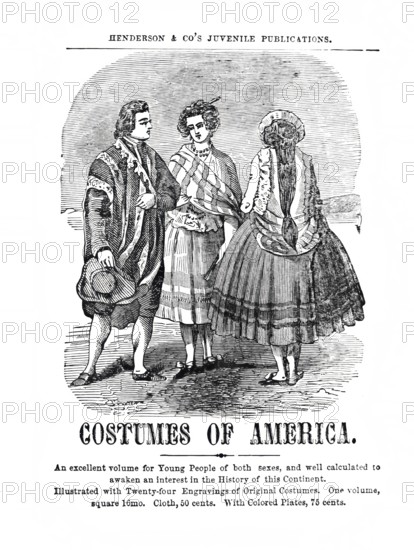 Costumes of America, the fashion from America, title page of a book, around 1860, published by Henderson & Co, Historical, reproduction from a 19th century model
