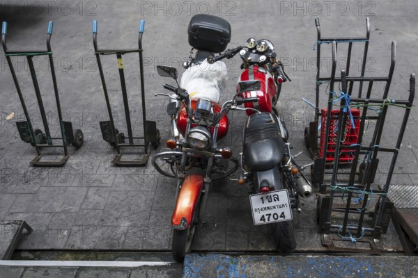 Parked motorbikes, Bangkok, Thailand