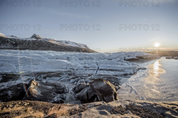 Glacier Vatnajökull, Ice, Rocks, Lake, Sunset, Winter, Cold, Iceland* Vatnajokul, Ice, Rocks, Lake, Sunset, Cold, Iceland