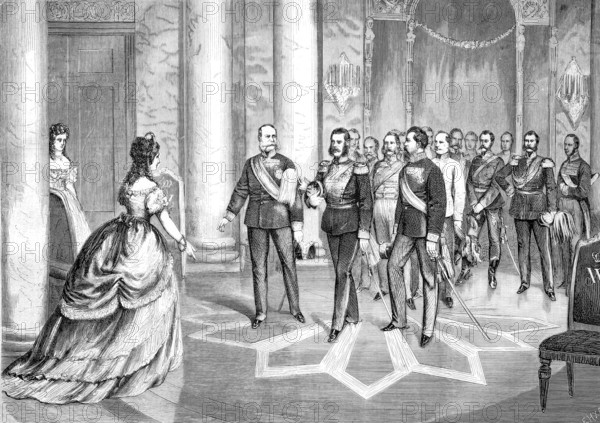 Archduke Karl Ludwig of Austria at the Prussian royal court, Karl Ludwig of Austria (also Carl Ludwig, born 30 July 1833, died 19 May 1896) was a Habsburg archduke and the second younger brother of Emperor Franz Joseph, Historical, Reproduction from a 19th-century scene