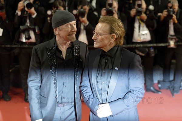 Cannes, France - 16.5.2024: The Edge and U2 singer Bono during the Bono: Stories Of Surrender red carpet during the 78th Cannes International Film Festival. The film festival takes place from 13 to 24 May 2025
