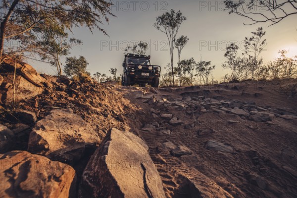 Landrover Defender four-wheel drive vehicle in the Australian outback
