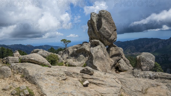 Hiking trail to the Cascade de Piscia di Gallo waterfall, Piscia di Ghjaddu, Alta Rocca, Corsica, France