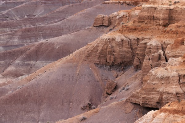Colorful deposits of the Chinle Formation exposed at Little Painted Desert County Park near Winslow, Arizona