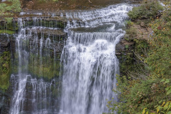 Top of Burgess Falls along the River Trail, Falling Water River, Burgess Falls State Park near Sparta, Tennessee USA