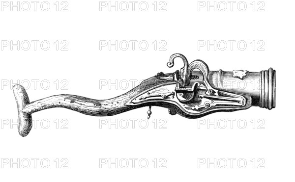 Hand mortar from the early 17th century, used for throwing fuse grenades, from the book The British Army, 1868, Historical, digitally restored reproduction from a 19th century original, Record date not stated