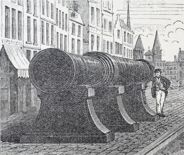 The large wrought-iron cannon of Ghent from the 14th century, digitally enhanced reproduction of a 19th century model, historical