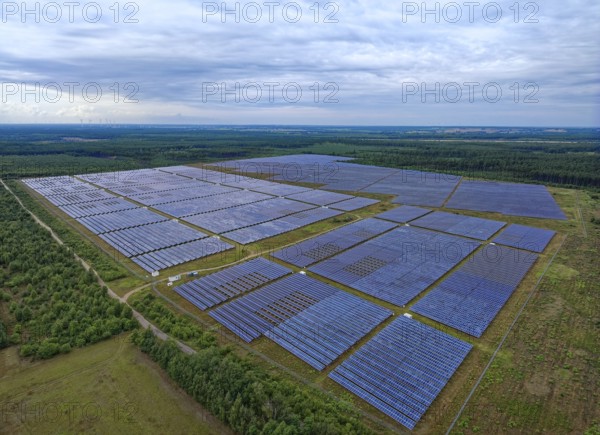 Krempendorf solar park in the municipality of Marienfließ. Prignitz, Brandenburg, Germany