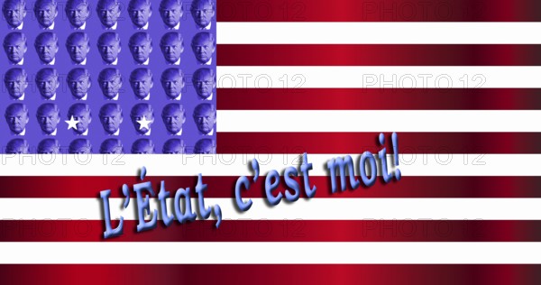 Symbolic image, Trump as owner of the USA, no more United States, democracy versus autocracy, Donald Trump sees himself as a ruler above the law, US democracy in danger, political blackmail, EU and Germany under political pressure, industry, tariff threats, Elon Musk, Mark Zuckerberg, social networks, fake news, rights broken, hate, agitation, DSG Digital Services Act, re-election, USA, politics, announcements, vendetta, wanted dictator, Republicans, US electoral system, global danger, lies, 2nd term, global strain, Ukrainian war, storm White House, storm White House term, global burden, Ukrainian war, White House storm