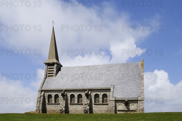 Chapel of Notre Dame de la Garde, patron saint of sailors, Etretat, Seine-Maritime, Normandy, France