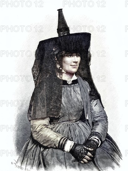 French folklore, Costume of the farmer from Bresse, Illustration, published 1890, Reproduction, digitally enhanced, Historical