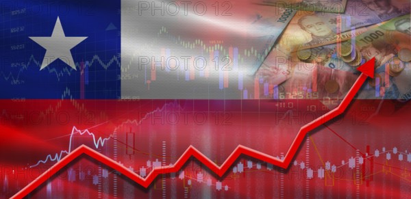 Chile financial growth on market graph. Chile economic growth on financial graph