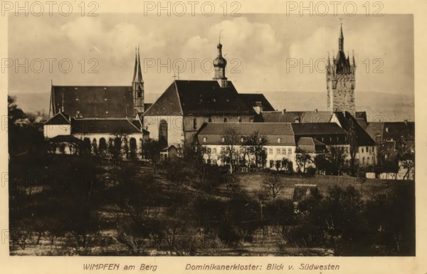Historical postcard, picture postcard, Dominican monastery, Wimpfen a. Berg, Baden-Württemberg, Germany, digitally enhanced reproduction of an original from around 1900, picture postcard