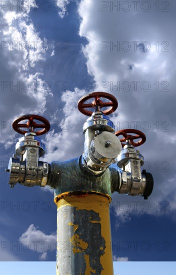 Water hydrant, cloudy sky, Marksboro, New Jersey, USA