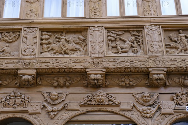 Details on half-timbered houses, Breite Straße, Wernigerode, Harz, Saxony-Anhalt, Germany