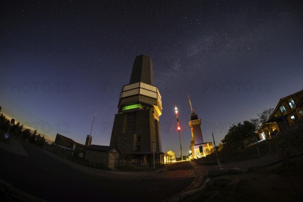 The Milky Way passes over the summit of the Großer Feldberg in the Taunus, near Frankfurt am Main, Großer Feldberg in the Taunus, Schmitten, Hesse, Germany