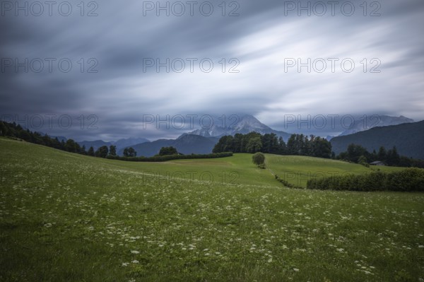 Dramatic weather over the Alps in Berchtesgadener Land with a view of the Watzmann