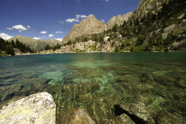 Lake Estany de Monestero in the Aigüestortes i Estany de Sant Maurici National Park, Catalonia, Spain