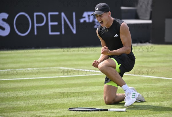 Justin Engel GER Cheering Emotion Gesture Gesture after match win, Tennis, ATP 250, BOSS Open 2025, Stuttgart, Baden-Württemberg, Germany