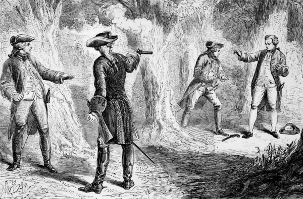 The pistol duel between the politician Samuel Martin and John Wilkes, another more radical politician, took place in Hyde Park on 16 November 1763. John Wilkes was severely wounded in the stomach, eventually fled to Paris and was declared an outlaw, England, digital reproduction of a historical model