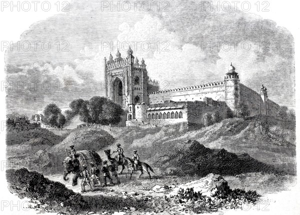 Palace of Futtehpoor, Fatehpur c. 1870, Kingdom of Onde, India, digitally enhanced reproduction from a 19th century model, historical, exact date unknown