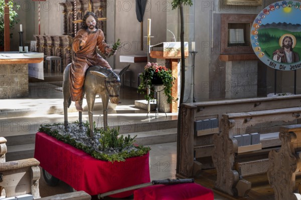 Palmesel in the parish church of St Nicholas, Oberthingau, Ostallgäu, Bavaria, Germany