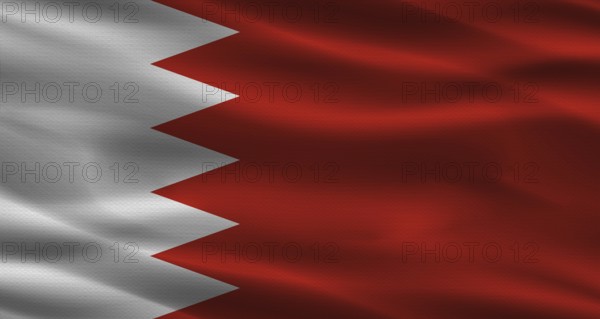 Bahrain flag with fabric texture. Realistic flag of Bahrain waving