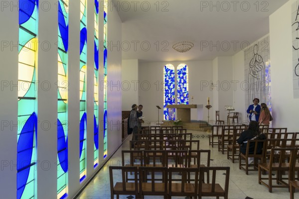 Interior view of the chapel, Chapelle du Rosaire de Vence, Chapelle Matisse, artist Henri Matisse, Vence, Provence Alpes Côte d'Azur, South of France, France