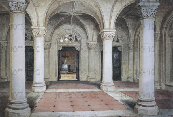 In the interior of the ducal mausoleum, 1860, Coburg, Upper Franconia, Bavaria, Germany, Historical, digitally restored reproduction from a 19th century original, Record date not stated