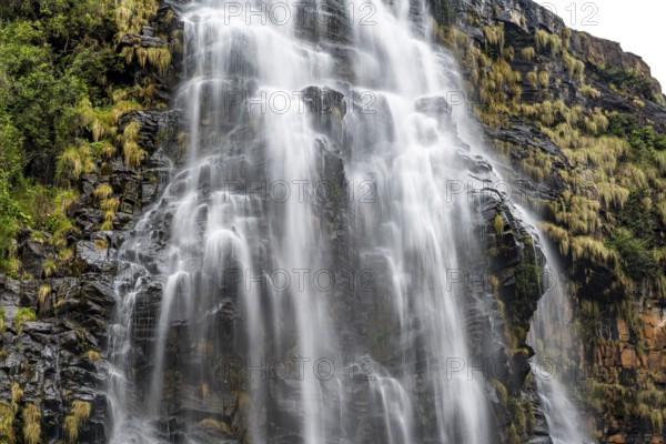 Water flowing down rocks, detail of a waterfall, Lisbon Falls, long exposure, near Graskop, Mpumalanga, South Africa
