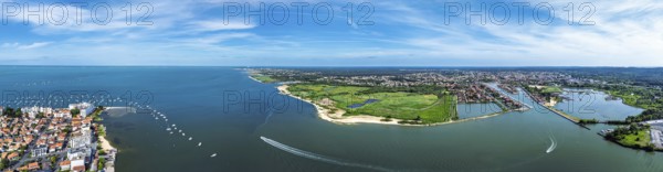 Panorama of Arcachon and La Teste-de-Buch from a drone, Gironde, France