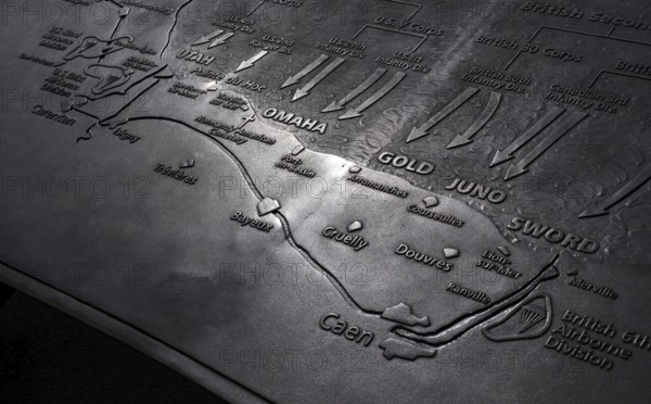 Site plan, relief, map, visitor information, Pointe du Hoc, memorial site, memorial for US Ranger, Cricqueville-en-Bessin, D-Day, Operation Overlord, Omaha Beach, Utah Beach, Normandy, Calvados, France