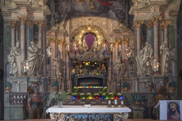 Detail of the Holy Sepulchre, painted around 1767 by the painter Johann Joachim Pfaundler, St Donatus Church, Dorfstraße 20, Patsch, Innsbruck district, Tyrol, Austria