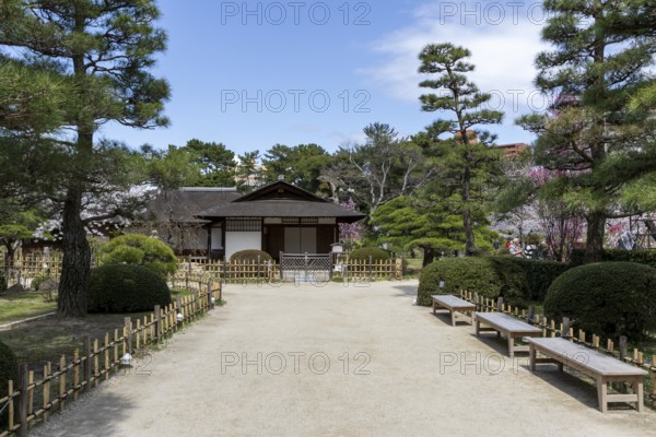Seifukan teahouse in Shukkei-en, historical Japanese strolling garden, Japanese garden, green area, tourist attraction, sight, Naka-ku, Hiroshima, Japan