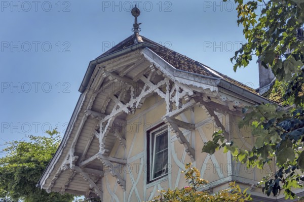 Interesting roof truss of a villa around 1900, Dornbirn, Vorarlberg, Austria