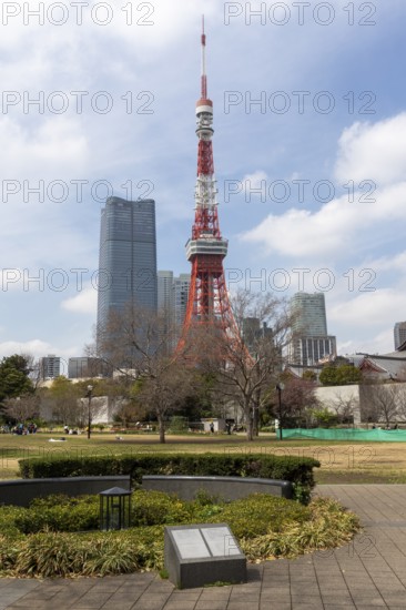Landmark, tourist attraction, Tokyo Tower and Shiba Park, Shibakoen, public park in Minato City district, Tokyo, Japan