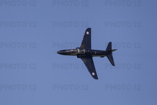 BAE Systems Hawk military jet aircraft in Royal air force RAF colours flying, England, United Kingdom