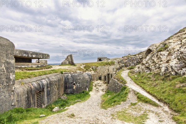 Fortress at PenHat with bunkers from World War II that were part of the Atlantic Wall, Camaret-sur-Mer, Crozon peninsula, Bretagne, France