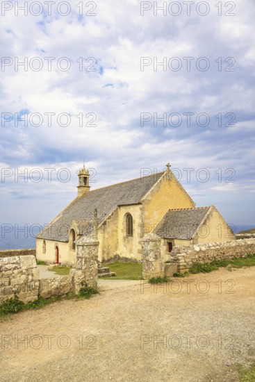 Chapelle Saint-They on pointe du Van a old church by coast, Crozon peninsula, Bretagne, France