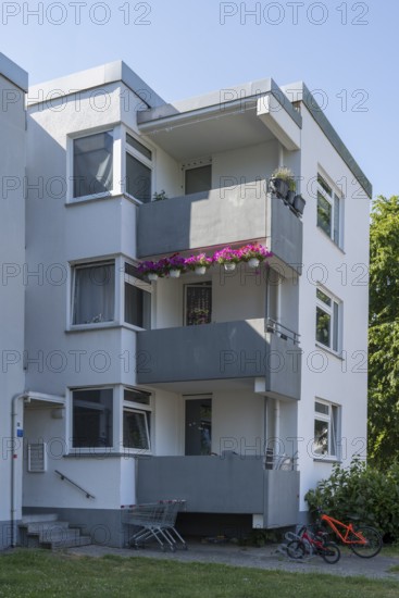 Apartment block with balconies, Kamen, North Rhine-Westphalia, Germany