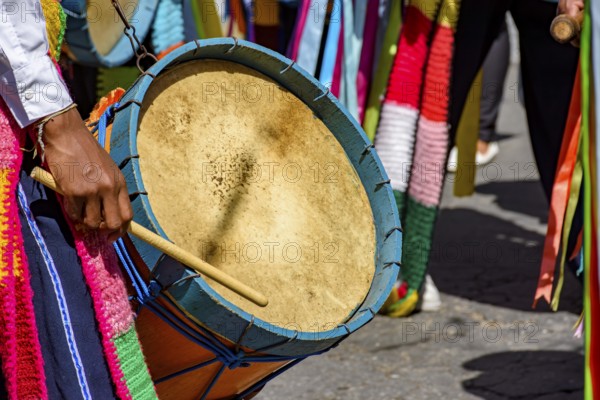 Drums and colorful clothes at the Congado festival in Minas Gerais, Belo Horizonte, Minas Gerais, Brazil