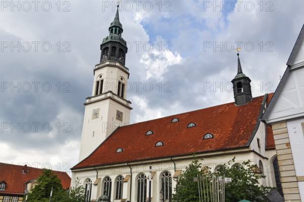 St. Mary's Church, visitors in the church tower, historic old town, Celle, Lüneburg Heath, Germany