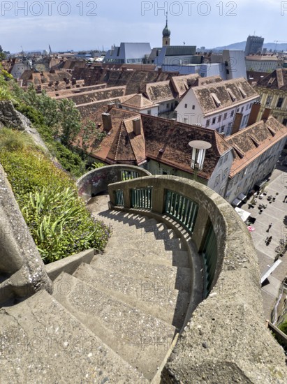 View from a vantage point of the red roofs of the historic centre of Graz Styria Austria