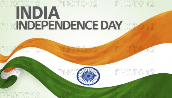 A vibrant illustration of the Indian flag waving with India Independence Day written across the top. Perfect for celebrating freedom and national pride, AI generated