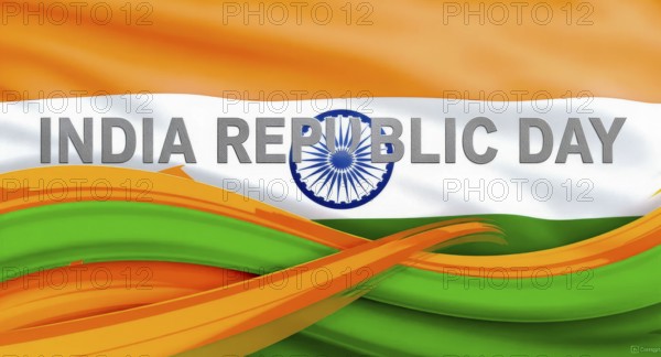 A vibrant image celebrating India's Republic Day with the national flag colors and textual elements, AI generated