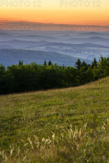 View from the Wasserkuppe at dusk, Hesse, Germany