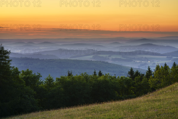 View from the Wasserkuppe at dusk, Hesse, Germany