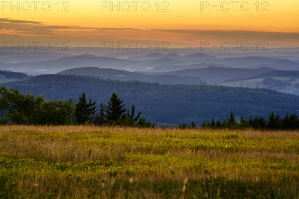 View from the Wasserkuppe at dusk, Hesse, Germany